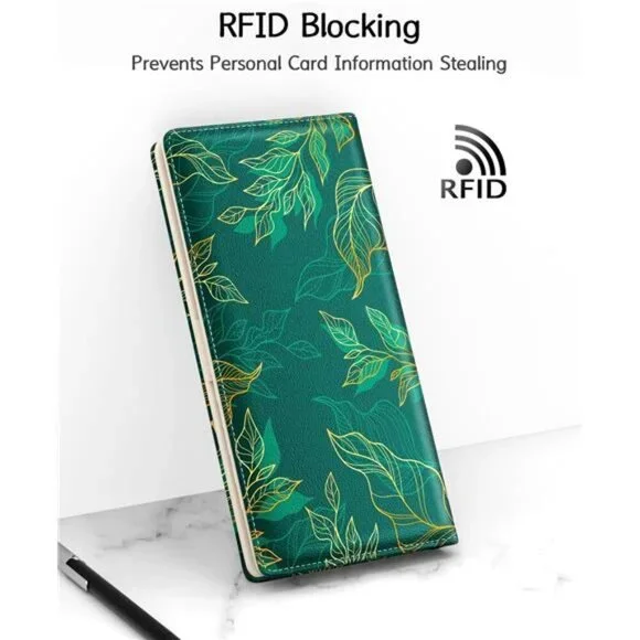 Women's Wallet, RFID Slim Wallets Green Desing - Picture 8 of 9